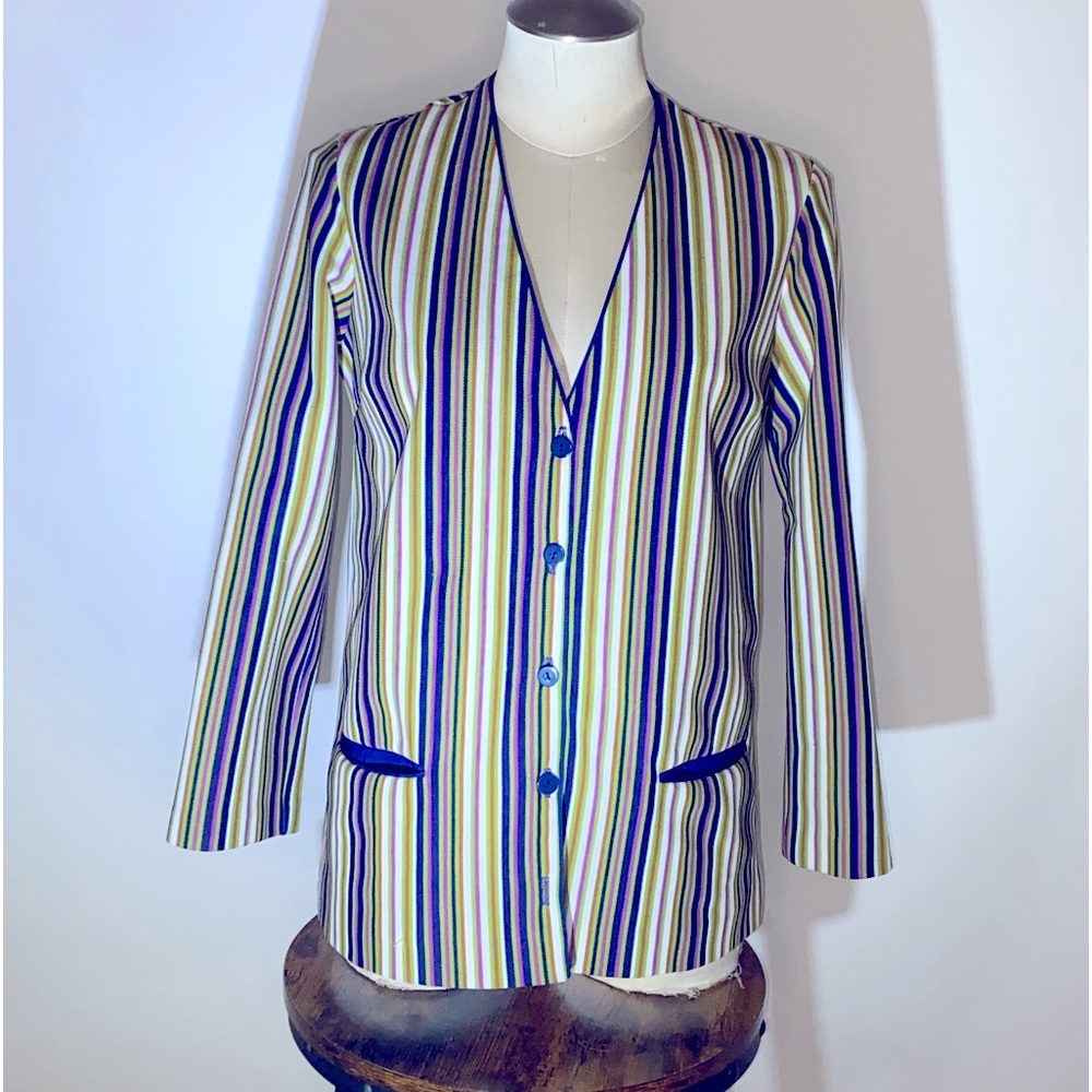 VINTAGE mod 60s stripe JANTZEN cardigan jacket size Medium